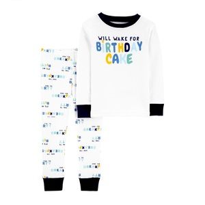 Carter’s “Will Wake for Birthday Cake” Two-Piece Baby Boy Pajama’s Size 18M